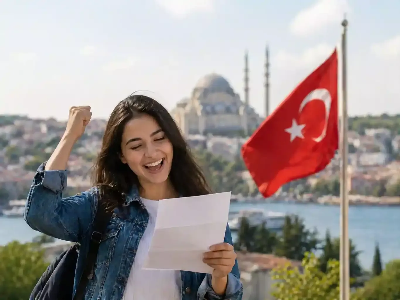 Successful Turkish scholarship recipient celebrating acceptance