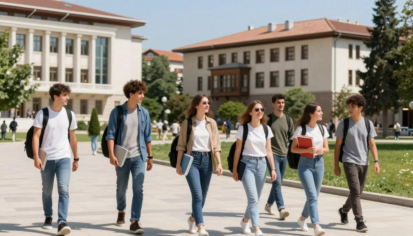 Turkish Scholarship students on university campus in Turkey